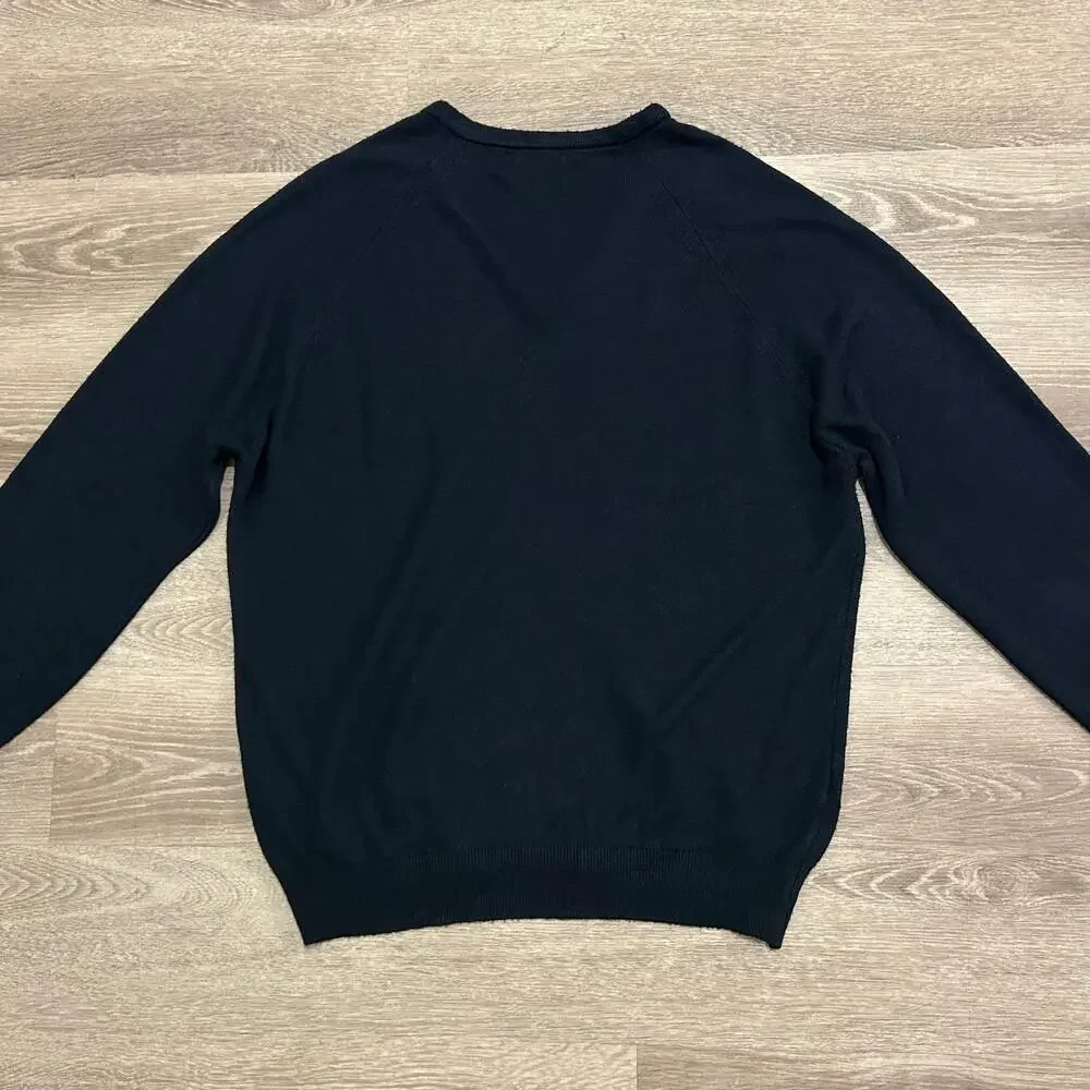 Vintage Christian‎ Dior V Neck Sweater Navy Minimakist Logo Knit XL USA
